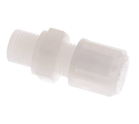 Racor de compresión recto de PVDF de 6x4 mm y G1/8'' con rosca macho 10 bar