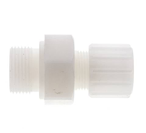 Racor de compresión recto 15x9mm y G3/4'' PVDF con rosca macho 10 bar PVC y PA