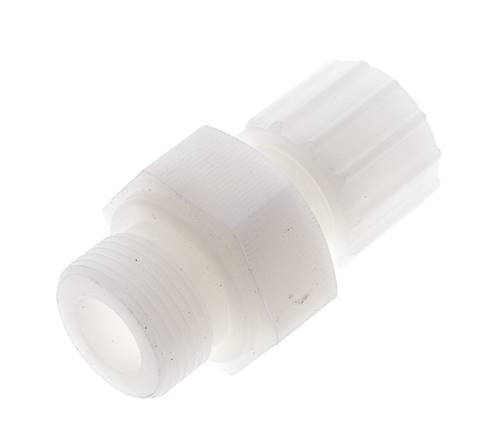Racor de compresión recto 15x9mm y G3/4'' PVDF con rosca macho 10 bar PVC y PA