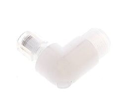 Accesorio de corte acodado de PFA de 6x4 mm y G3/8'' con roscas macho 10 bar