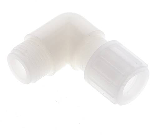 Racor de compresión codo 14x12mm & G1/2'' PVDF con rosca macho 10 bar