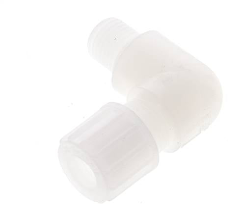 Racor de compresión codo 10x8mm & G1/4'' PVDF con rosca macho 10 bar