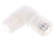 Accesorio de corte acodado de PFA 8x6 mm y G3/8'' con roscas macho 10 bar