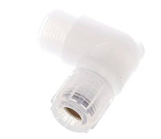 Accesorio de corte acodado de PFA 8x6 mm y G3/8'' con roscas macho 10 bar