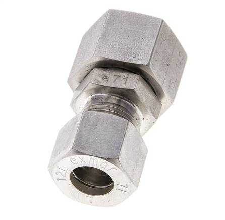 Accesorio de compresión recto de acero inoxidable de 12L y 15L con rótula de 315 bar Cono de sellado con junta tórica de FKM ISO 8434-1