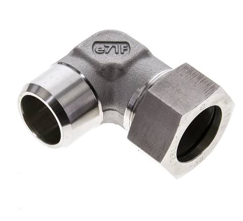 Accesorio de corte en codo de acero inoxidable de 28L y 32mm con extremo para soldar 160 bar ISO 8434-1