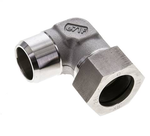 Accesorio de corte en codo de acero inoxidable de 28L y 32mm con extremo para soldar 160 bar ISO 8434-1