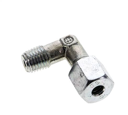 6S & M12x1.5 (con) Accesorio de corte acodado de acero zincado con rosca macho 630 bar ISO 8434-1