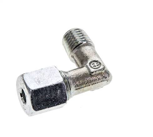 6S & M12x1.5 (con) Accesorio de corte acodado de acero zincado con rosca macho 630 bar ISO 8434-1
