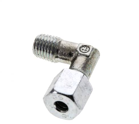 6S & M12x1.5 (con) Accesorio de corte acodado de acero zincado con rosca macho 630 bar ISO 8434-1