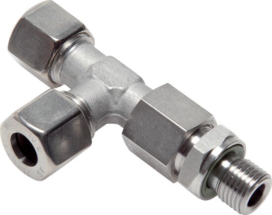 Accesorio de corte en T de acero inoxidable 14S y M20x1,5 con rosca macho 630 bar ajustable ISO 8434-1