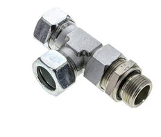 Accesorio de corte en T en ángulo recto de acero galvanizado 28L y G1'' con rosca macho 160 bar ajustable ISO 8434-1