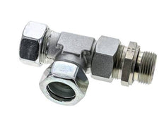 Accesorio de corte en T en ángulo recto de acero galvanizado 28L y G1'' con rosca macho 160 bar ajustable ISO 8434-1