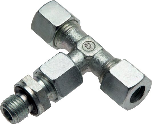 38S y G1-1/2'' Accesorio de corte en T de acero galvanizado con rosca macho 315 bar ajustable ISO 8434-1