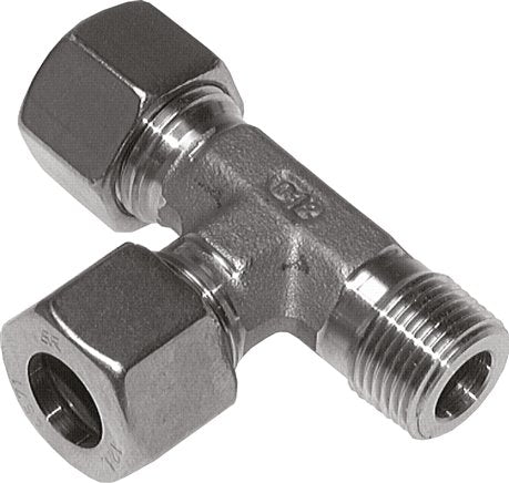 16S y M22x1,5 (con) Accesorio de corte en T en ángulo recto de acero inoxidable con rosca macho 400 bar ISO 8434-1