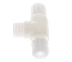 Racor de compresión en T de PVDF 10x8 mm y G1/2'' con rosca macho 10 bar