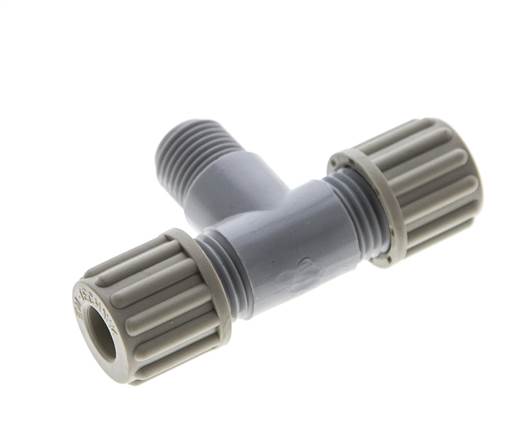 Accesorio de compresión en T de PA de 8x6mm y G1/4'' con rosca macho 10 bar [2 piezas]