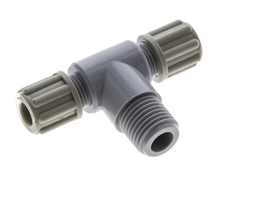 Accesorio de compresión en T de 6x4mm y G1/4'' PA con rosca macho 10 bar [2 piezas]