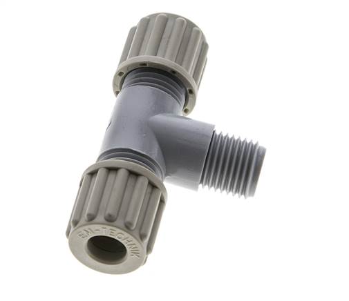 Accesorio de compresión en T de PA de 8x6mm y G1/4'' con rosca macho 10 bar [2 piezas]