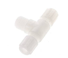 Racor de compresión en T de 6x4 mm y G1/4'' de PVDF con rosca macho 10 bar