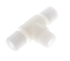 Racor de compresión en T de PVDF 10x8 mm y G1/2'' con rosca macho 10 bar