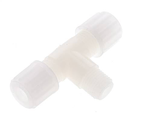 Accesorio de compresión en T de PVDF 8x6 mm y G1/4'' con rosca macho 10 bar