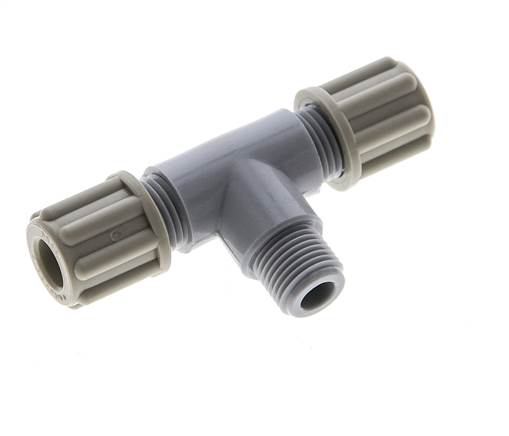 Accesorio de compresión en T de 6x4mm y G1/8'' PA con rosca macho 10 bar [2 piezas]