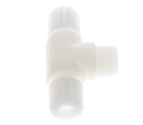 Racor de compresión en T de PVDF 10x8 mm y G1/2'' con rosca macho 10 bar