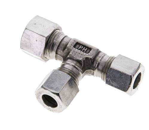 Accesorio de corte en T en ángulo recto de acero inoxidable 10L y 12L 315 bar ISO 8434-1