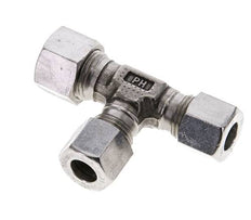 Accesorio de corte en T en ángulo recto de acero inoxidable 10L y 12L 315 bar ISO 8434-1