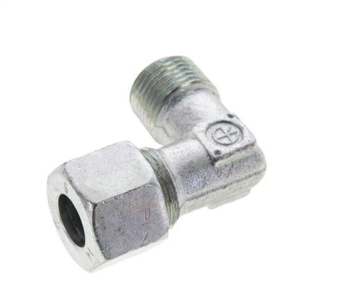 1/2'' NPT Macho x 14S Codo de acero galvanizado de 90 grados Anillo de corte 630 Barra DIN 2353