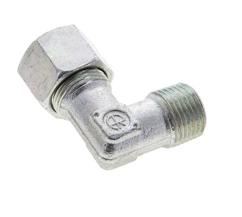 1/2'' NPT Macho x 14S Codo de acero galvanizado de 90 grados Anillo de corte 630 Barra DIN 2353