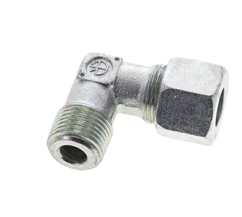 1/2'' NPT Macho x 14S Codo de acero galvanizado de 90 grados Anillo de corte 630 Barra DIN 2353