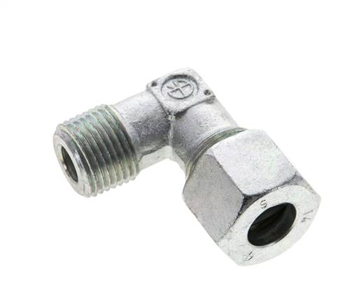 1/2'' NPT Macho x 14S Codo de acero galvanizado de 90 grados Anillo de corte 630 Barra DIN 2353