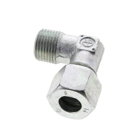 1/2'' NPT Macho x 14S Codo de acero galvanizado de 90 grados Anillo de corte 630 Barra DIN 2353