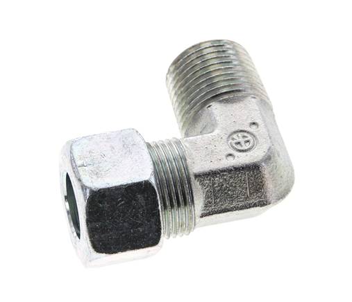 1/2'' NPT Macho x 15L Acero zincado Codo de 90 grados Anillo de corte 315 Bar DIN 2353