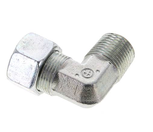 1/2'' NPT Macho x 15L Acero zincado Codo de 90 grados Anillo de corte 315 Bar DIN 2353