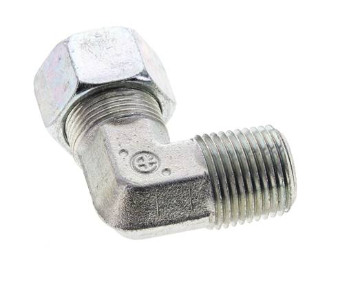 1/2'' NPT Macho x 15L Acero zincado Codo de 90 grados Anillo de corte 315 Bar DIN 2353