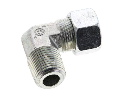1/2'' NPT Macho x 15L Acero zincado Codo de 90 grados Anillo de corte 315 Bar DIN 2353