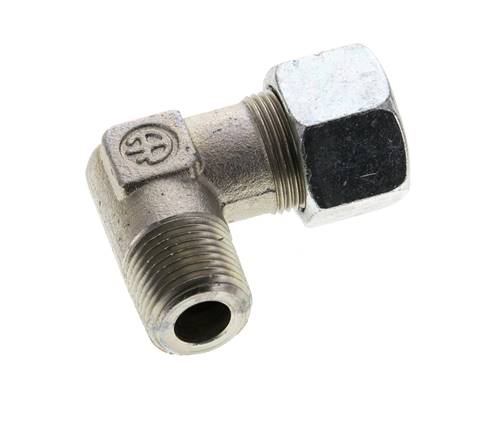 1/2'' NPT Macho x 16S Codo de acero galvanizado de 90 grados Anillo de corte 400 Bar DIN 2353
