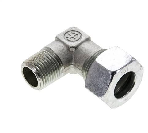 1/2'' NPT Macho x 18L Acero zincado Codo de 90 grados Anillo de corte 315 Bar DIN 2353