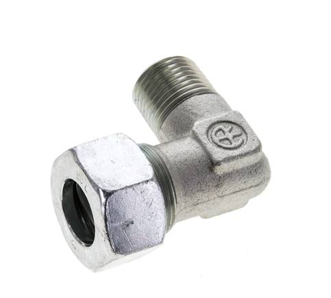 1/2'' NPT Macho x 18L Acero zincado Codo de 90 grados Anillo de corte 315 Bar DIN 2353