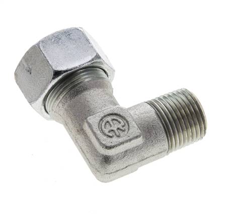 1/2'' NPT Macho x 18L Acero zincado Codo de 90 grados Anillo de corte 315 Bar DIN 2353