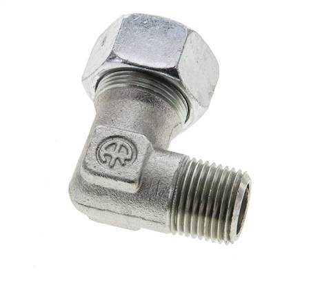 1/2'' NPT Macho x 18L Acero zincado Codo de 90 grados Anillo de corte 315 Bar DIN 2353