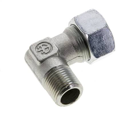1/2'' NPT Macho x 18L Acero zincado Codo de 90 grados Anillo de corte 315 Bar DIN 2353