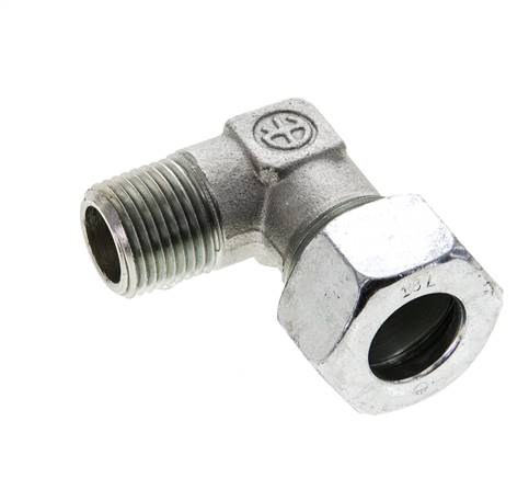 1/2'' NPT Macho x 18L Acero zincado Codo de 90 grados Anillo de corte 315 Bar DIN 2353