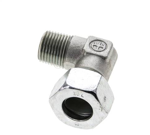1/2'' NPT Macho x 18L Acero zincado Codo de 90 grados Anillo de corte 315 Bar DIN 2353