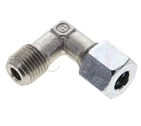 1/4'' NPT Macho x 8L Acero zincado Codo de 90 grados Anillo de corte 315 Bar DIN 2353