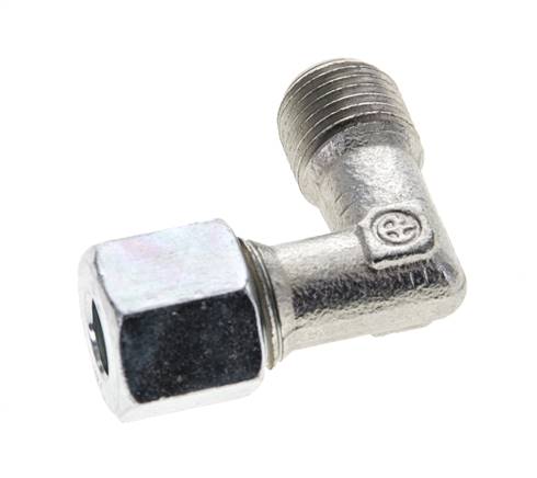 1/4'' NPT Macho x 8L Acero zincado Codo de 90 grados Anillo de corte 315 Bar DIN 2353