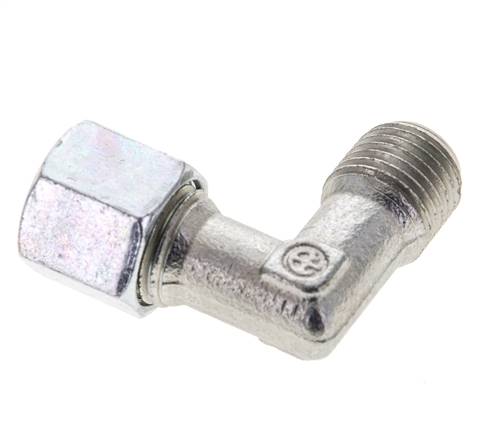 1/4'' NPT Macho x 8L Acero zincado Codo de 90 grados Anillo de corte 315 Bar DIN 2353